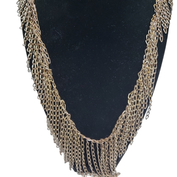 Gold Tone Silver Tone Chain Statement Necklace 20 Inch - Picture 2 of 10